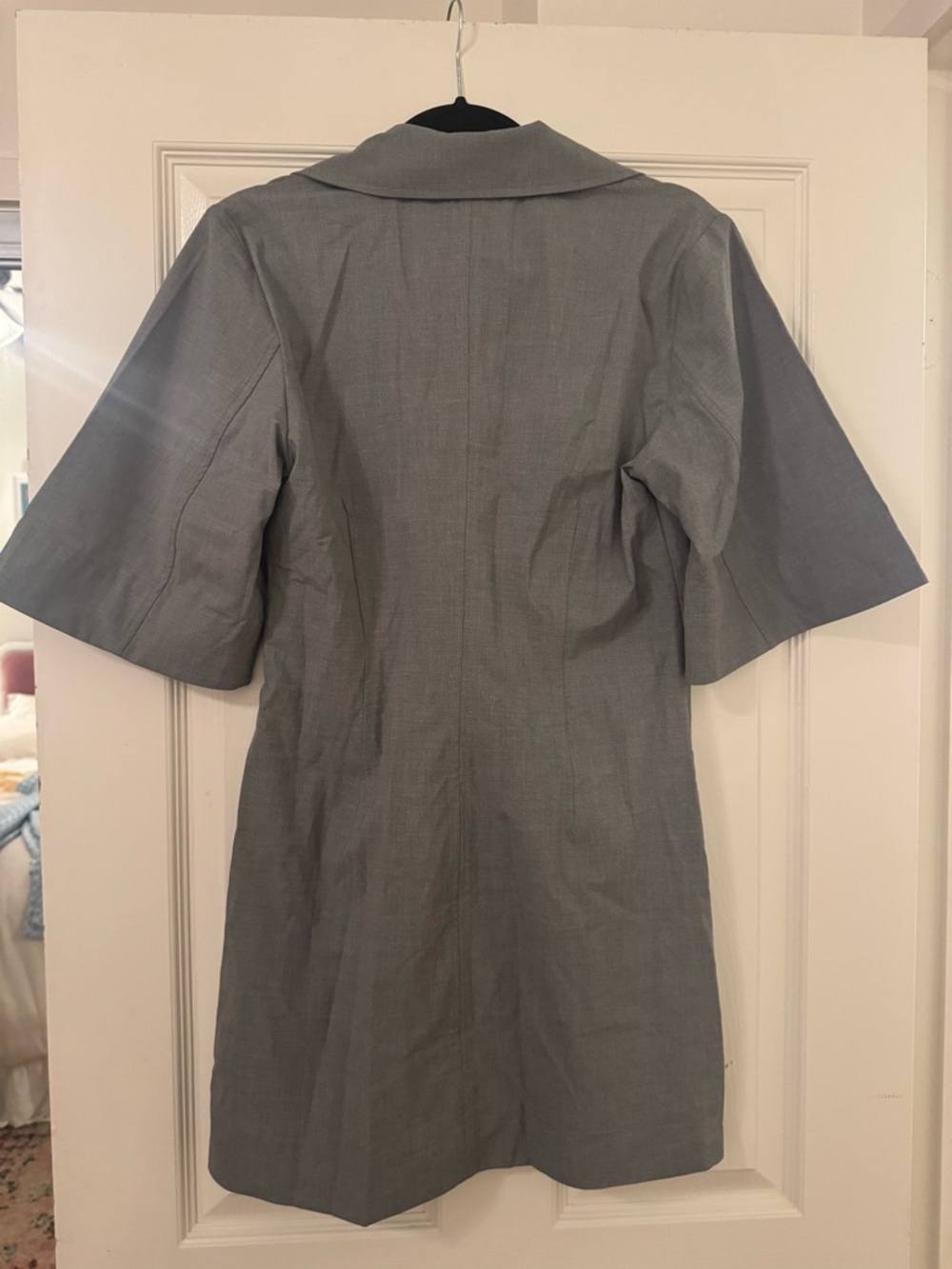 Ganni Gray V-Neck A-Line Mini Dress - Picture 4 of 5